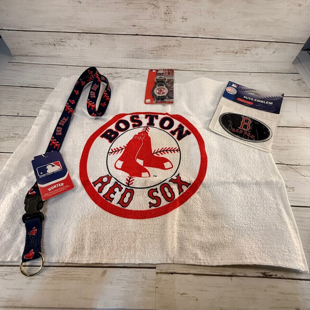 Boston‎ Red Sox MLB Fan Bundle Lanyard Auto Emblem Keychain Rally Towel New